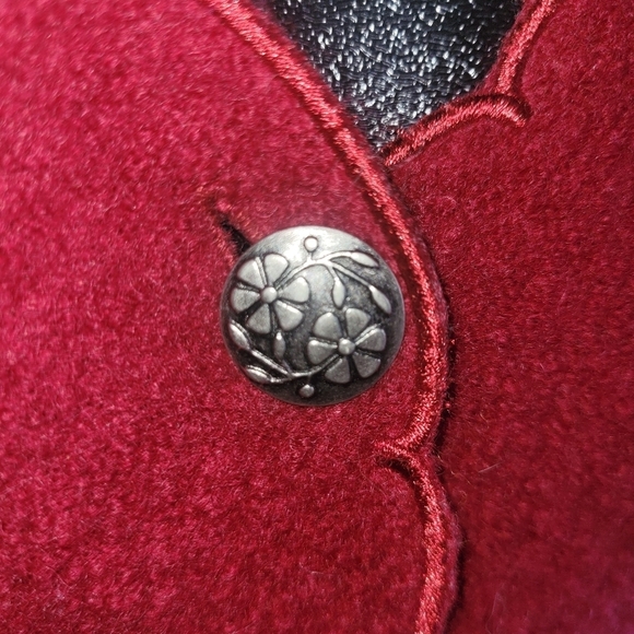 Lindor Red Pure Wool Embroidered Cottagecore Cardigan Sweater L - Picture 8 of 9